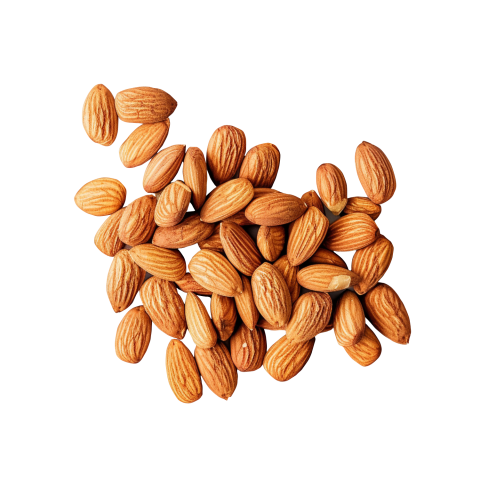 Whole Almonds Scattered Top View Isolated