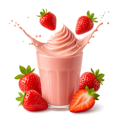Strawberry Smoothie Cup with Cream Swirl and Splash