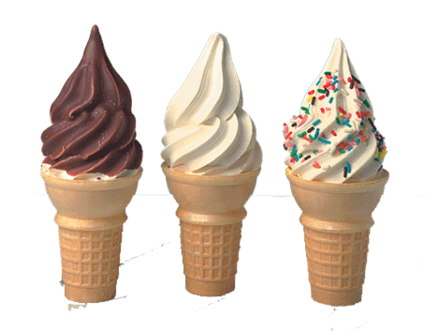 Ice Cream, three soft-serve ice creams, png