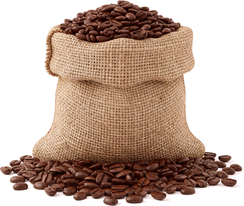 Coffee beans sack, coffee bag, png
